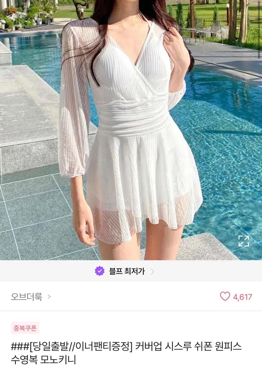 시스루 쉬폰 원피스 수영복 모노키니