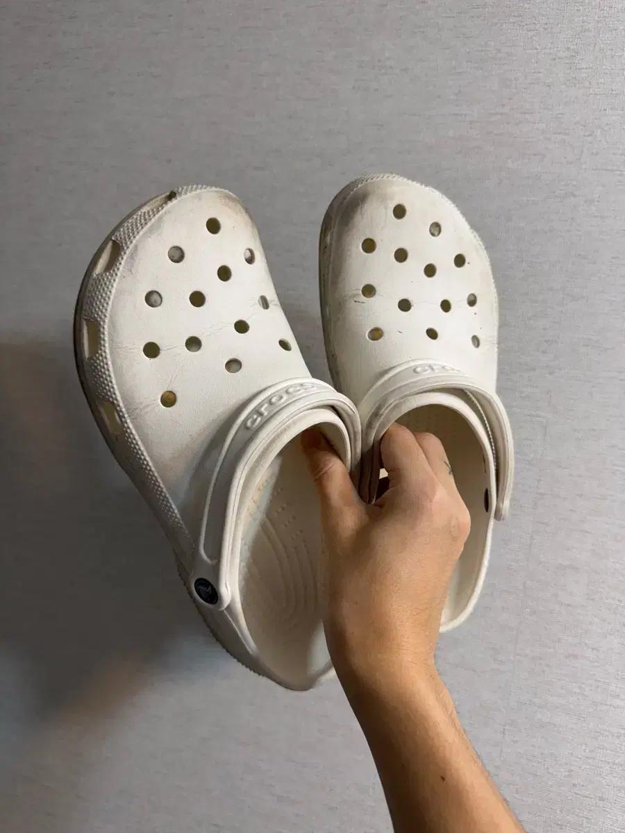 크록스 흰색 샌들 M10 W12