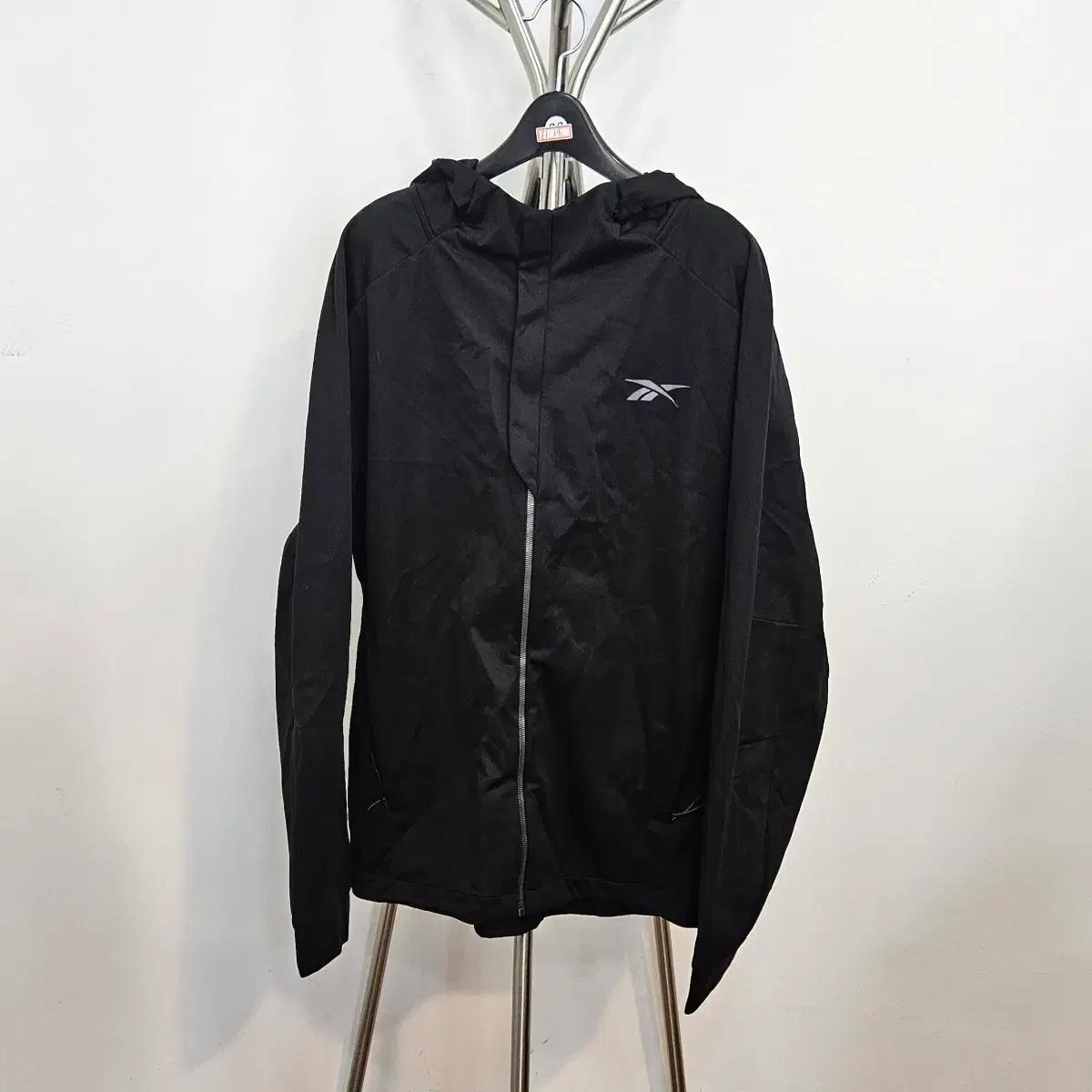 리복 블랙 후드 집업 2XL