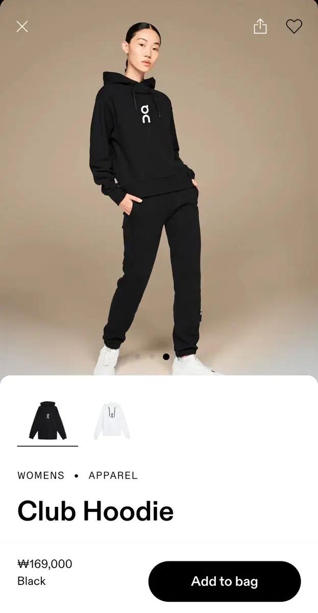 On Running 클럽 후디 우먼즈 블랙 M 새상품