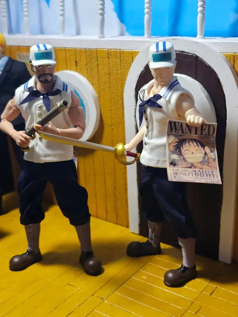 반다이 shf 스케일 원피스 해군2인셋트 판매합니다.(해적지도배경지포함)