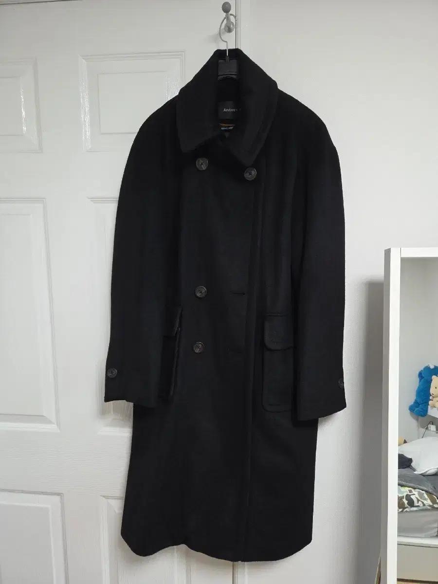 aniveef 아니베에프 검정색 울 캐시미어 롱 코트 블랙 88사이즈