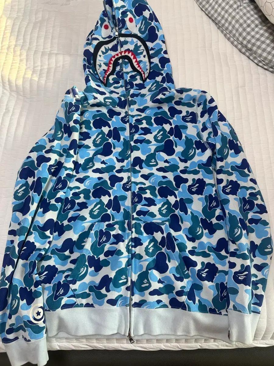 BAPE 베이프 abc 블루 카모 샤크 후드집업