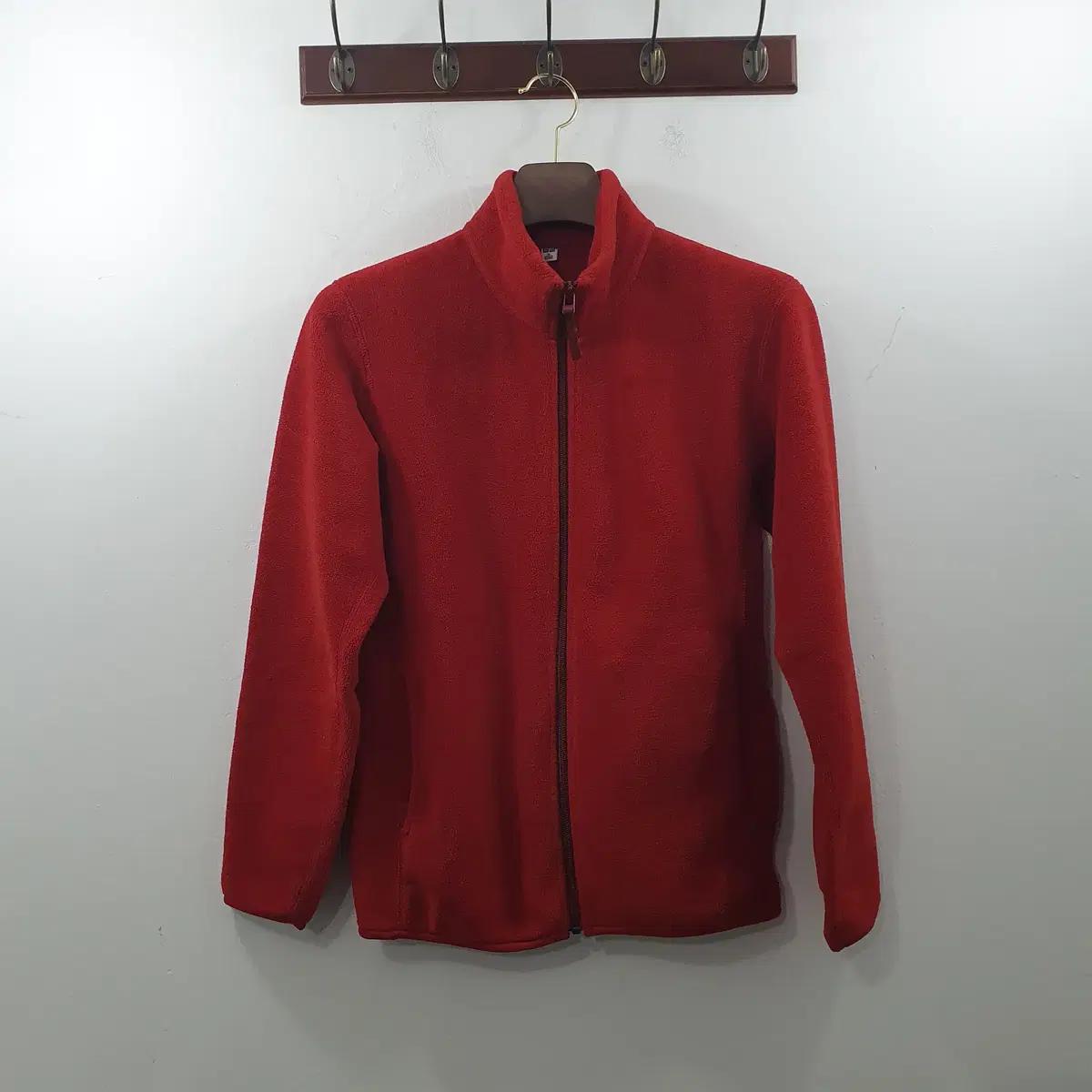 S 유니클로 여성 레드 데일리 기모 후리스 집업 자켓