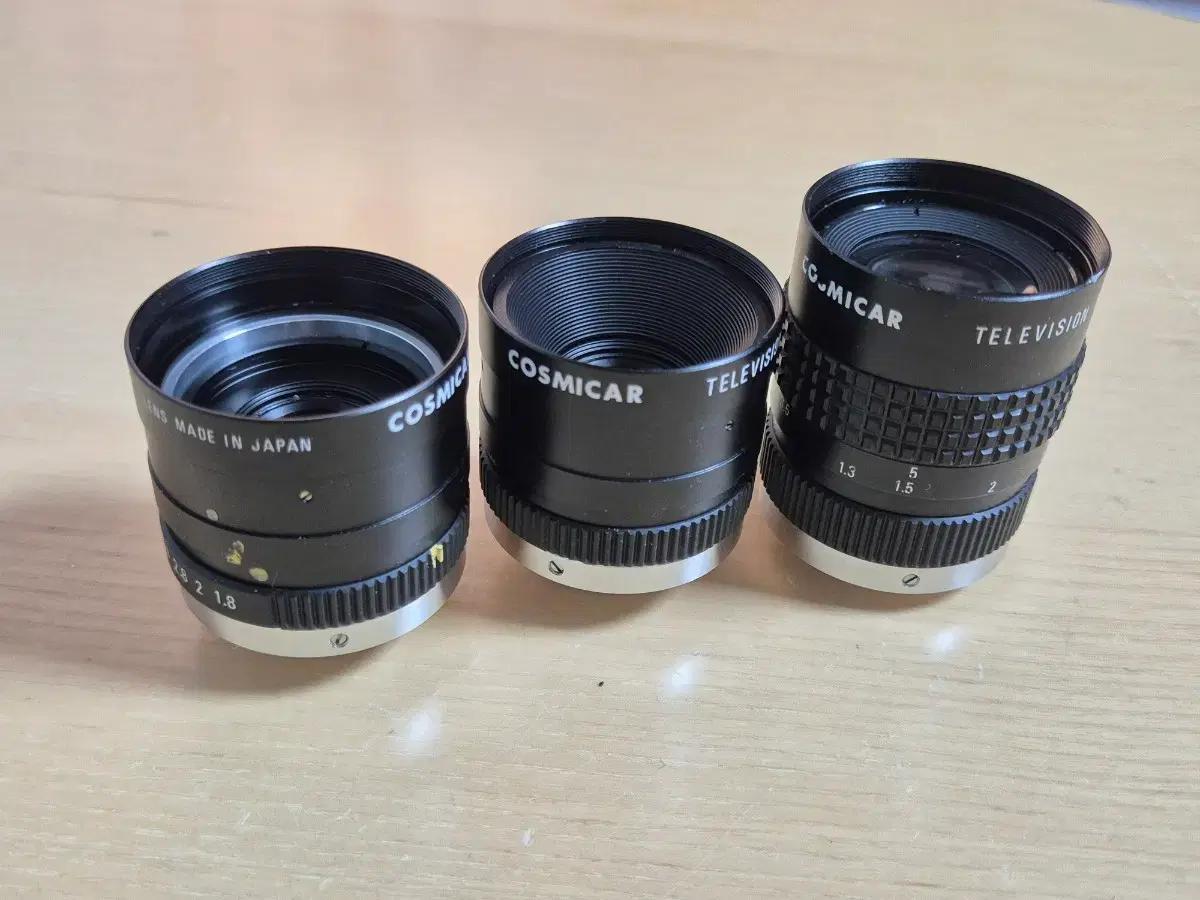 코스미카 텔레비전 렌즈 3개 일괄 1:1.8 산업용 렌즈 C마운트