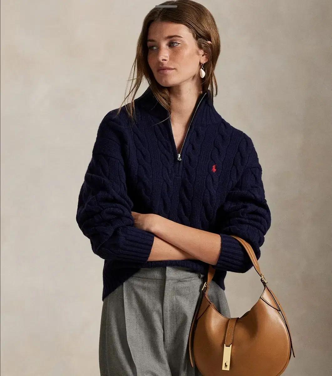 폴로 여성 울 캐시미어 니트집업