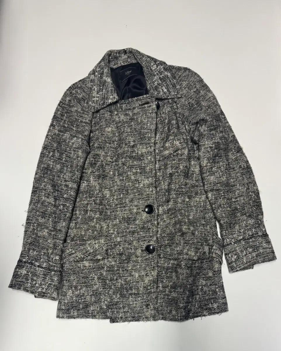 여성 르샵 Leshop 폭스모피 배색 트위드 코트