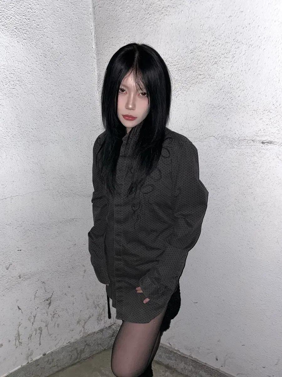 [정품]디젤 도트 패턴 자수 셔츠