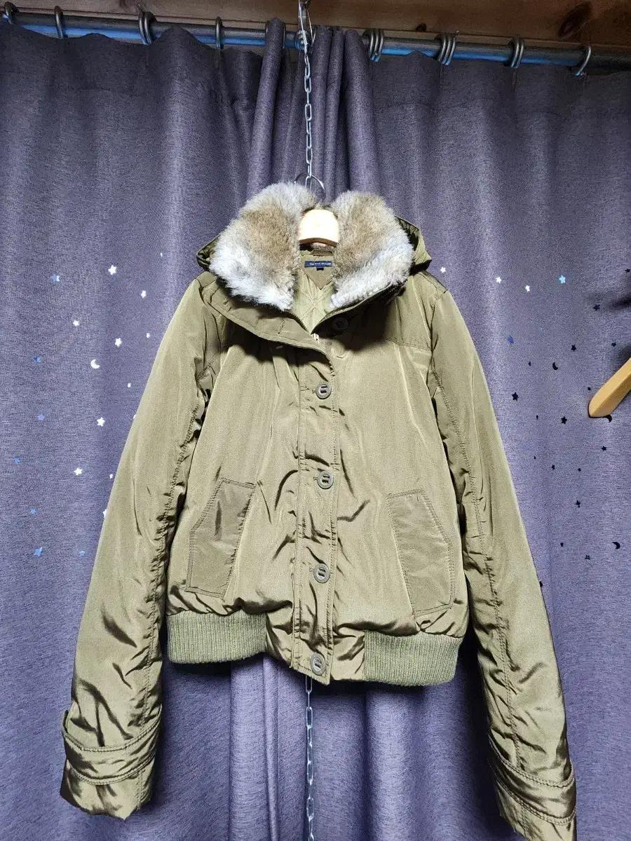 타미힐피거 남성 카키 퍼 후드 패딩 점퍼-95추천