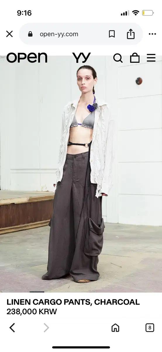 오픈와이와이 open yy 카고 팬츠 챠콜 cargo 더오픈 린넨