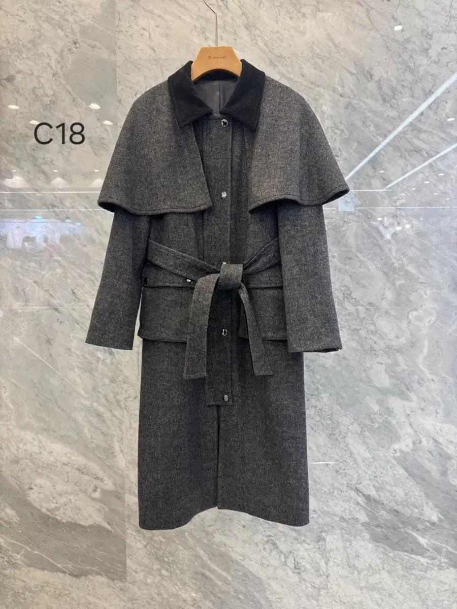 js뉴욕스타일신상 2025 f/w 골덴카라배색 케이프 헤링본 울롱코트