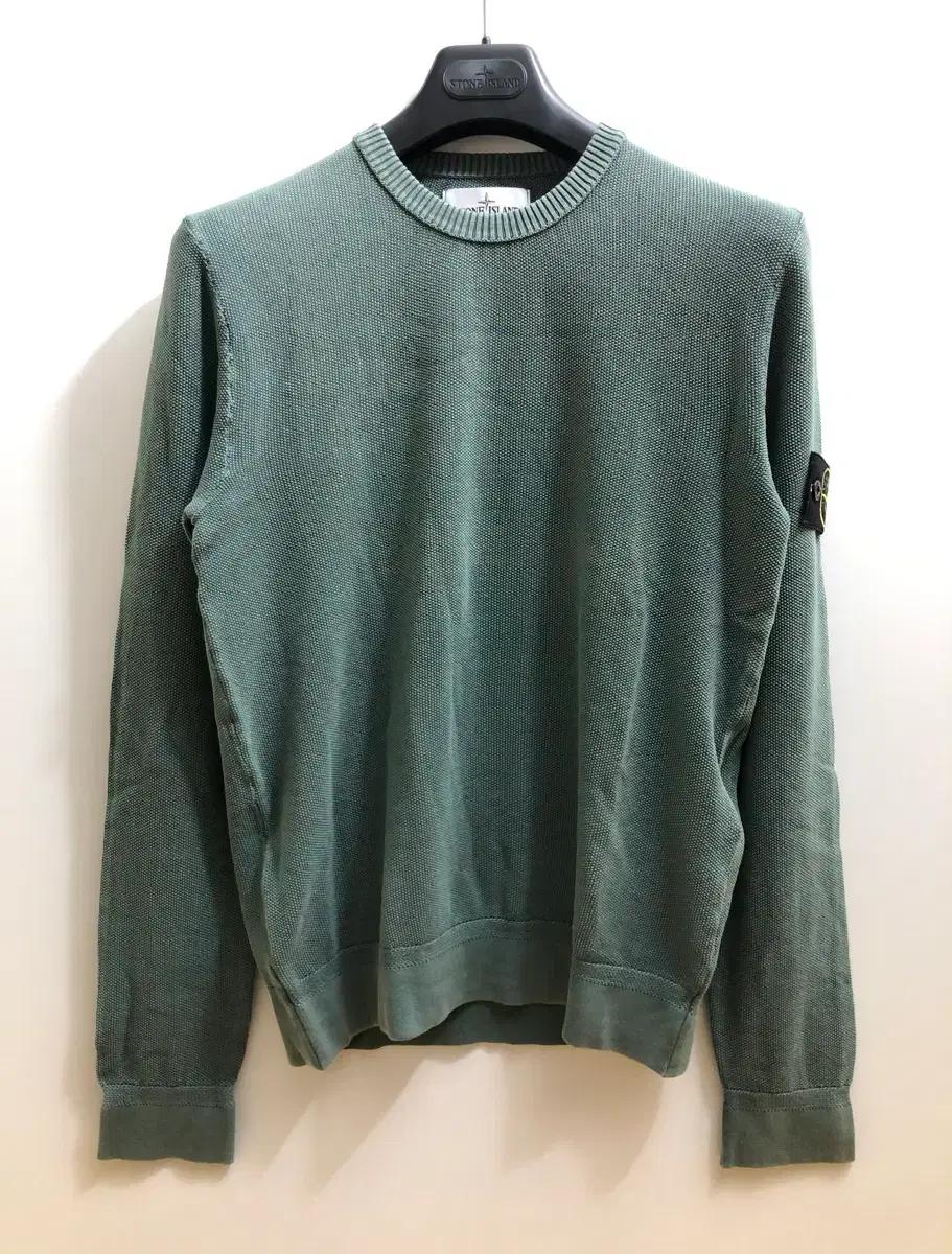[M] 스톤아일랜드 와펜 패치 니트 에메랄드