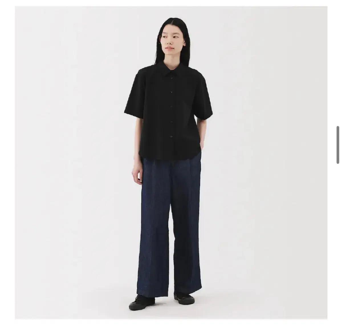 무인양품 무지 시원한 여름 반소매 셔츠 L