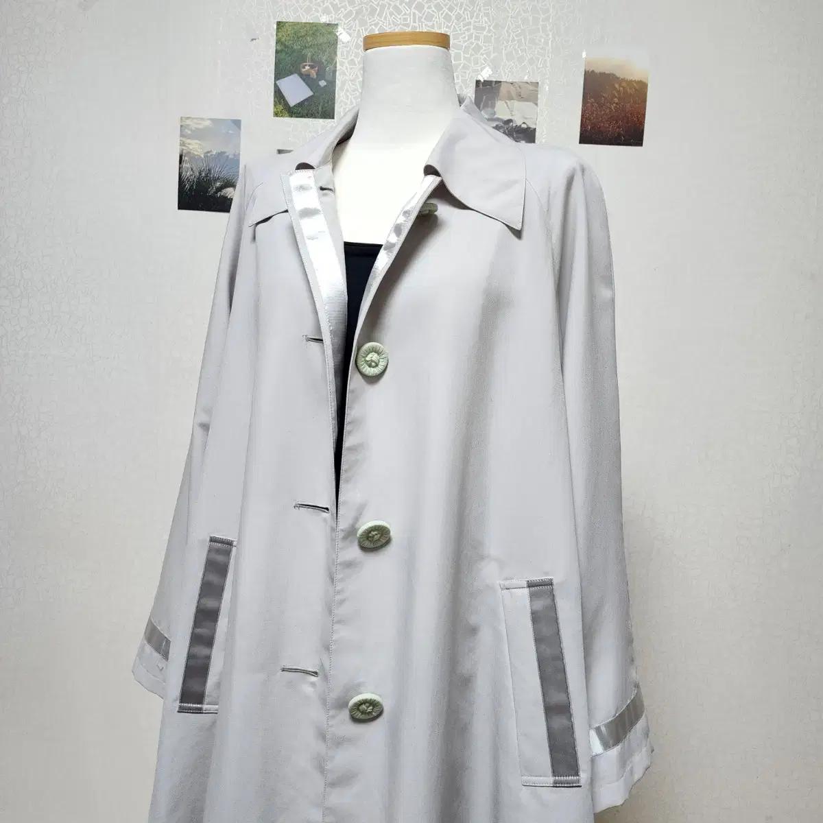 SANYO 일본 빈티지 여성 트렌치 코트 자켓 점퍼 그레이 아우터 오버핏