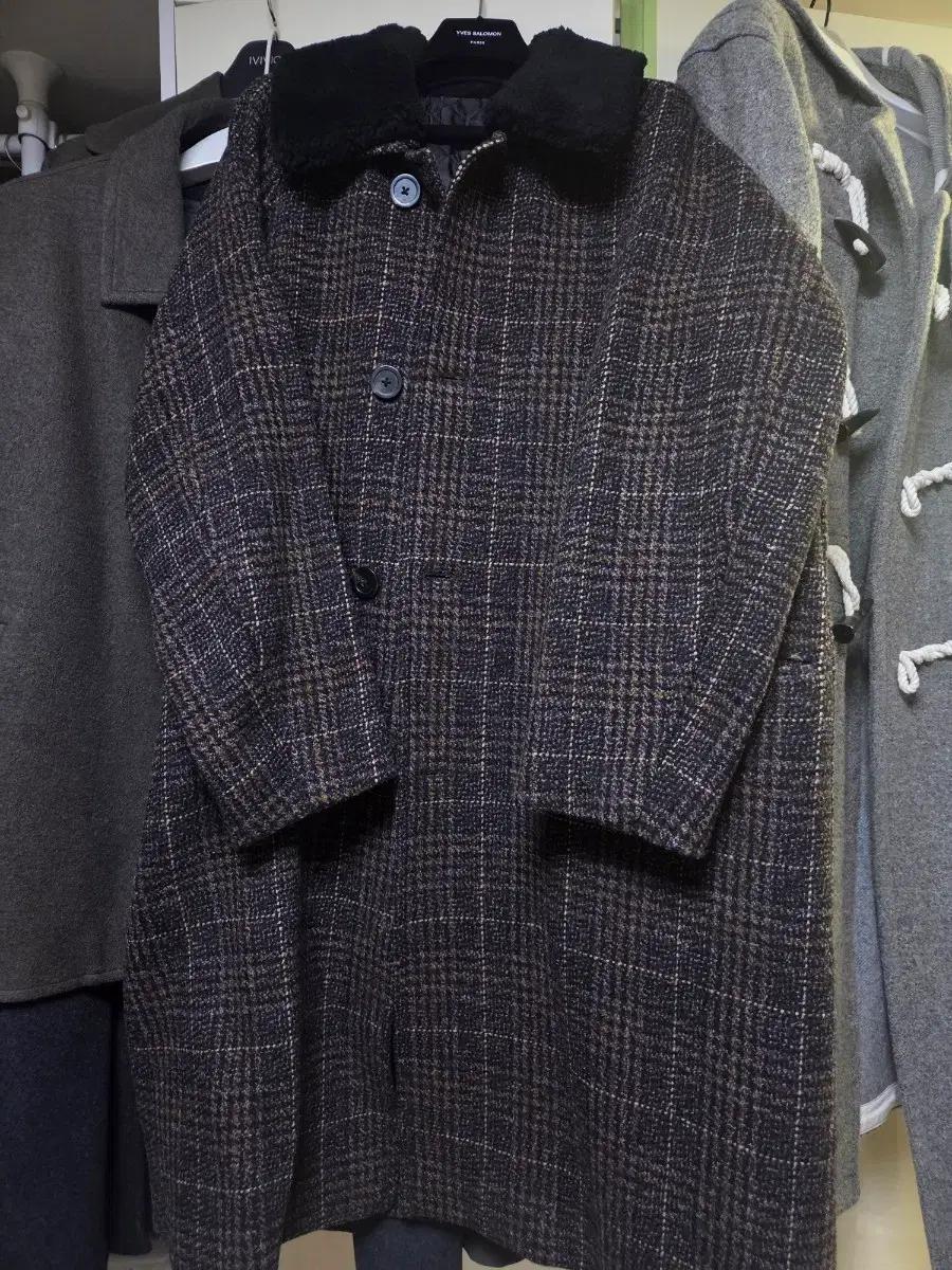 커스텀 멜로우/글렌 체크 발마칸 코트/38사이즈