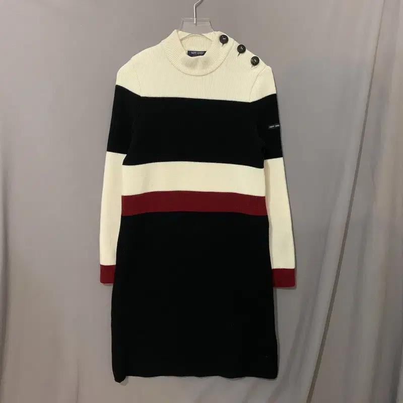 S 세인트제임스 스트라이프 긴팔 니트 원피스