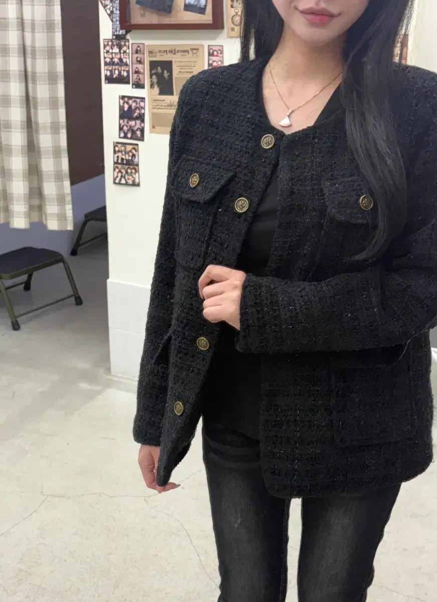 트위드 덕다운 패딩 자켓고퀄리티, 겨울 필수 트위드 경량