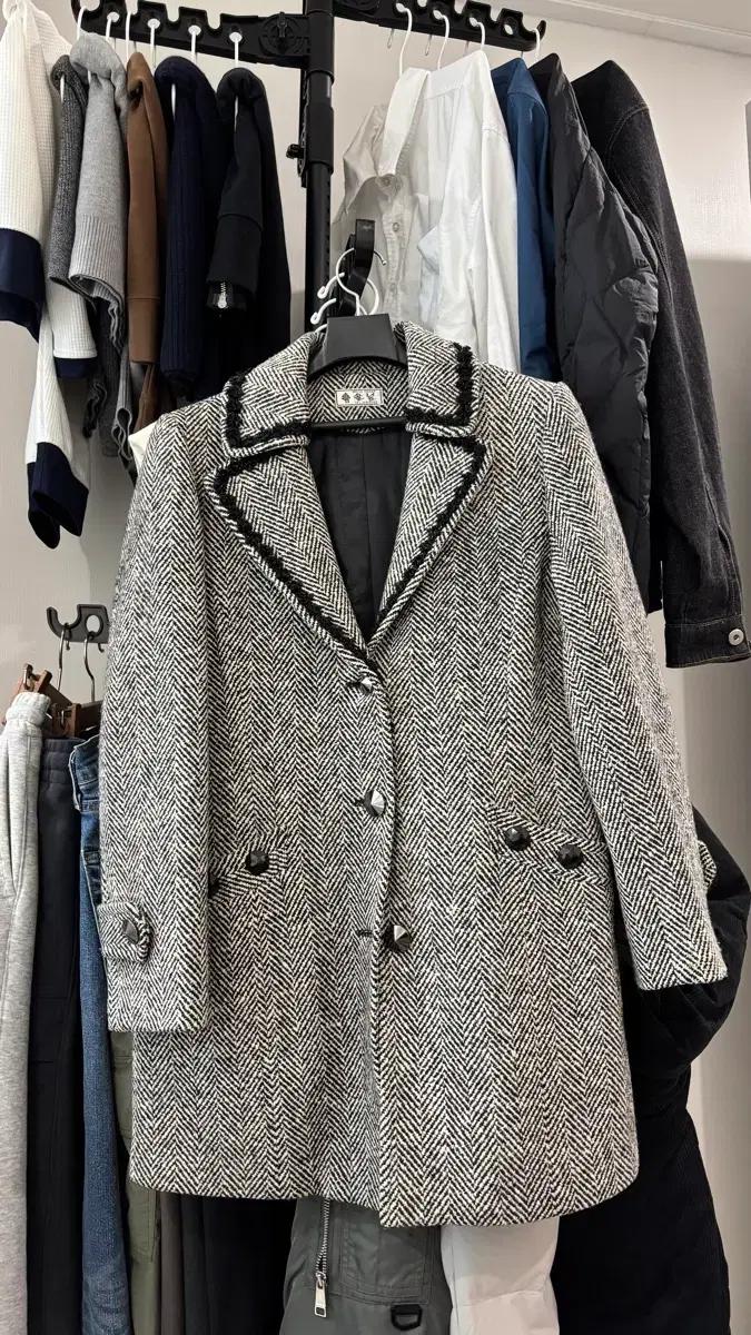 헤링본 트위드 여성 코트 (의상실 맞춤) 반값택포 (66사이즈)