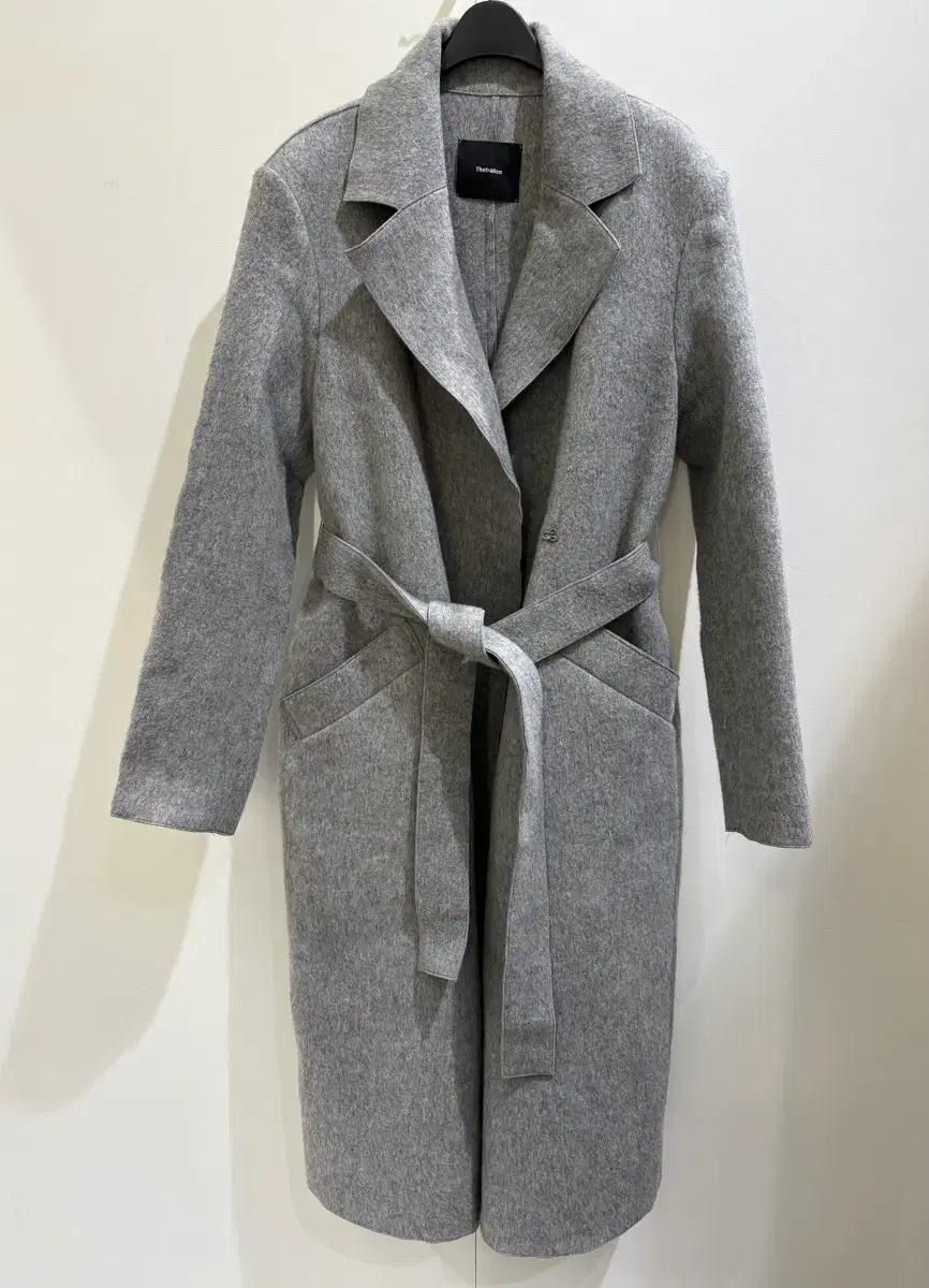 울90 캐시미어10 그레이 롱코트 (Made in Korea)