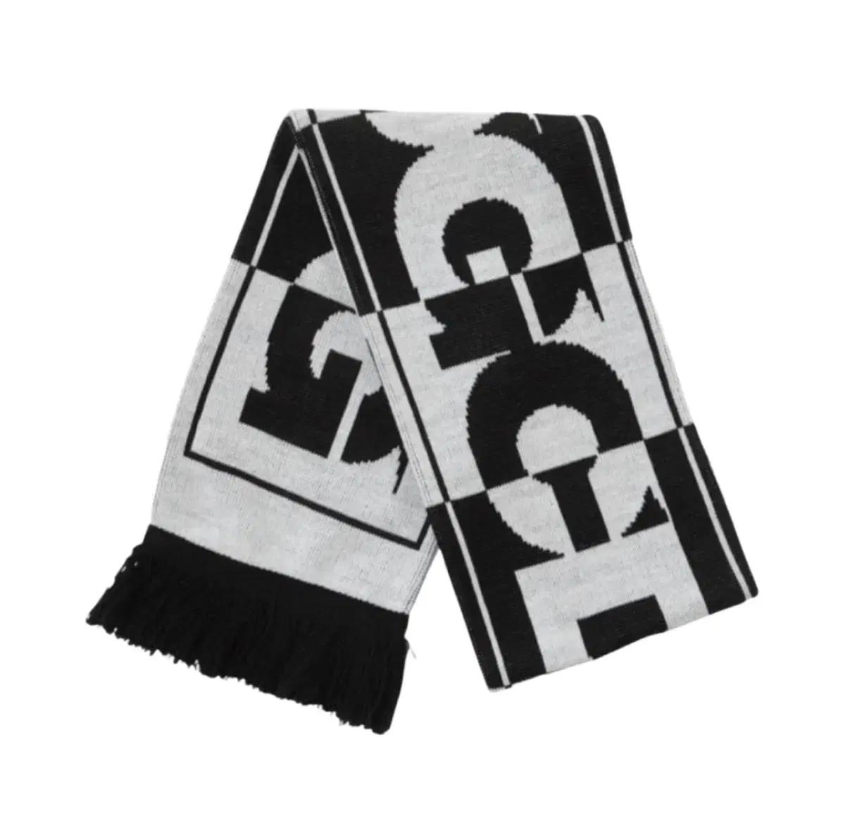 CDG 로고 체크 머플러 화이트 블랙