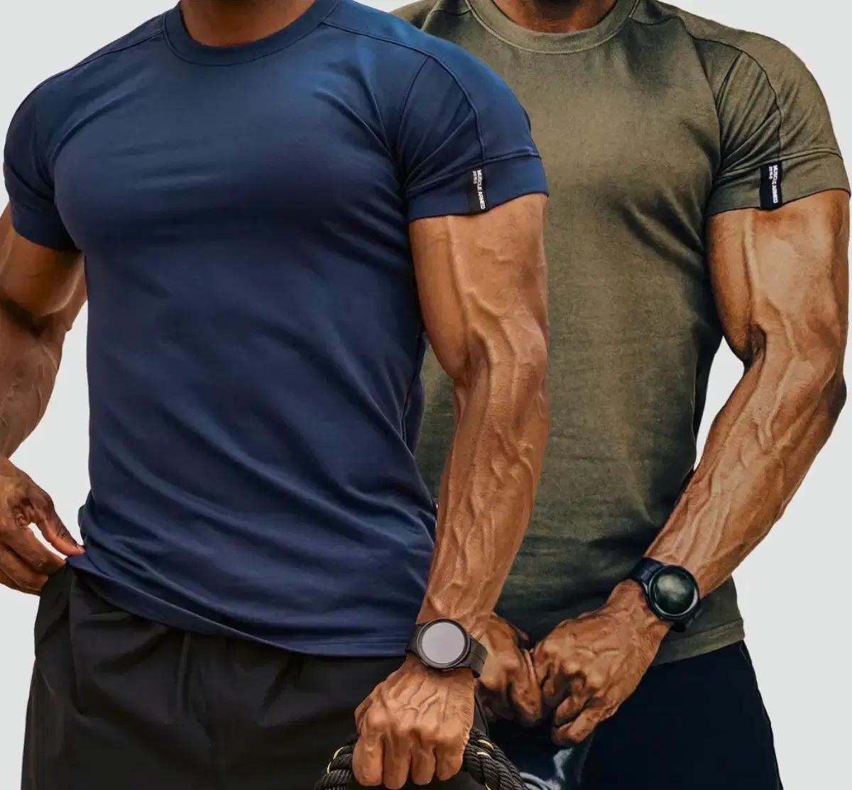 머슬핏 반팔 머슬암드