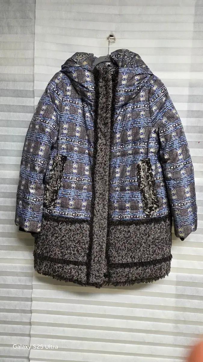 KUHO 트위드 구스롱 패딩 코트