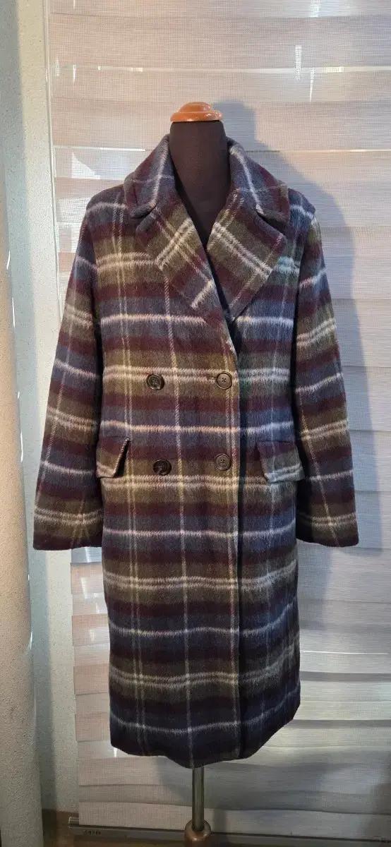 폴앤조이 체크 울 롱코트