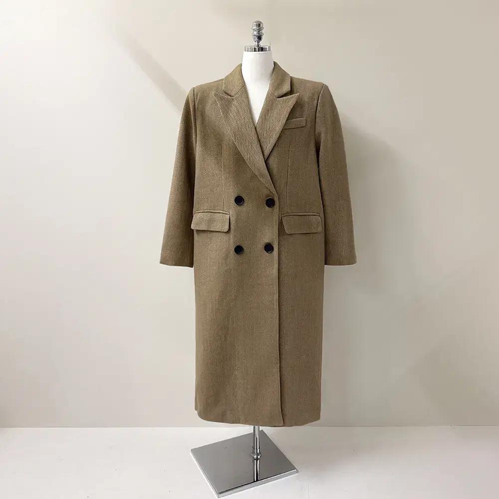 오버핏 헤링본 롱 코트 어깨패드 (J1127)