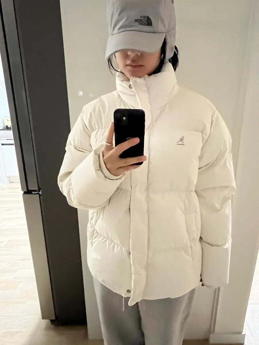 캉골 여성 숏패딩 화이트m