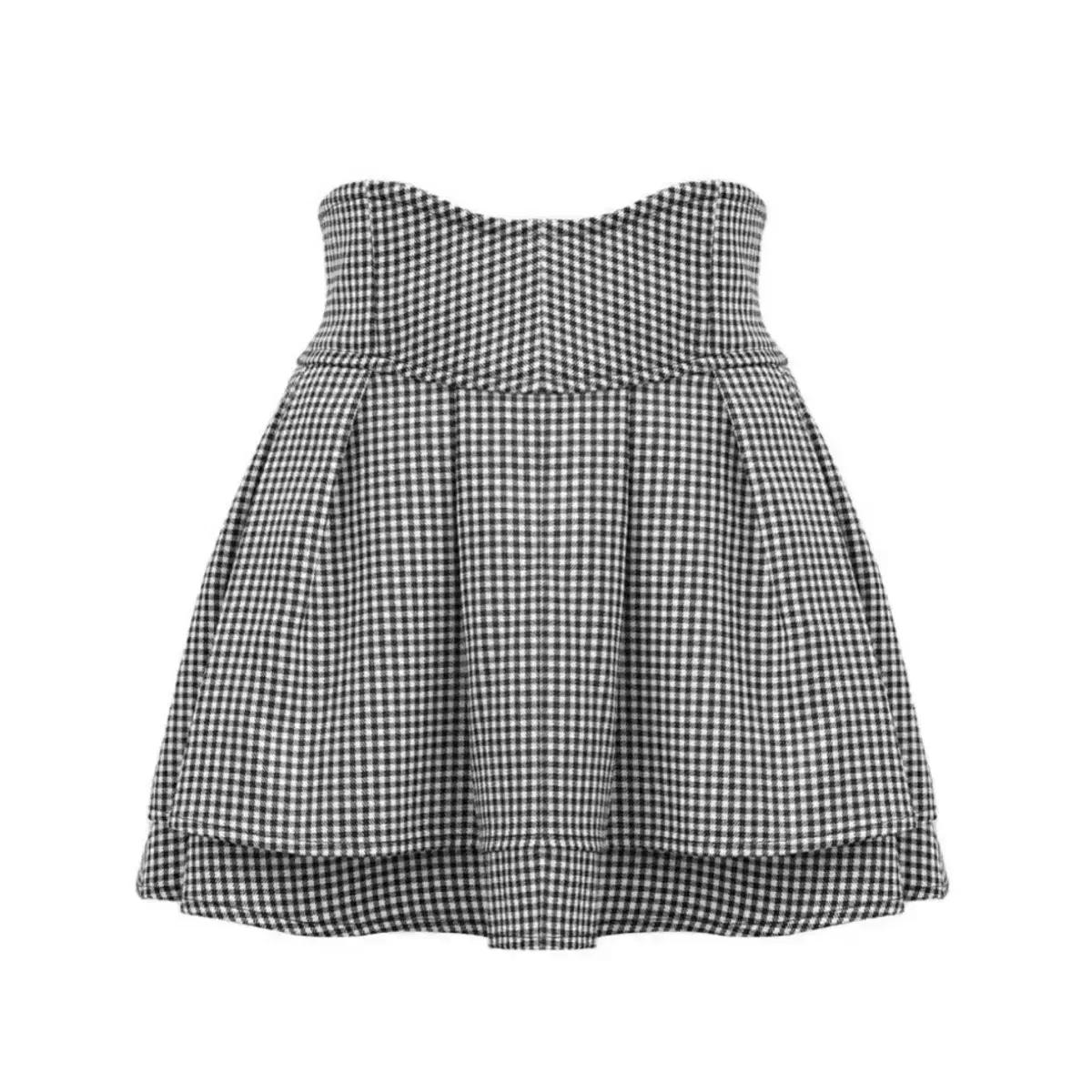 미셸마카롱 체크 S 스커트 판매 치도리 블랙 트위드 grl 지뢰계