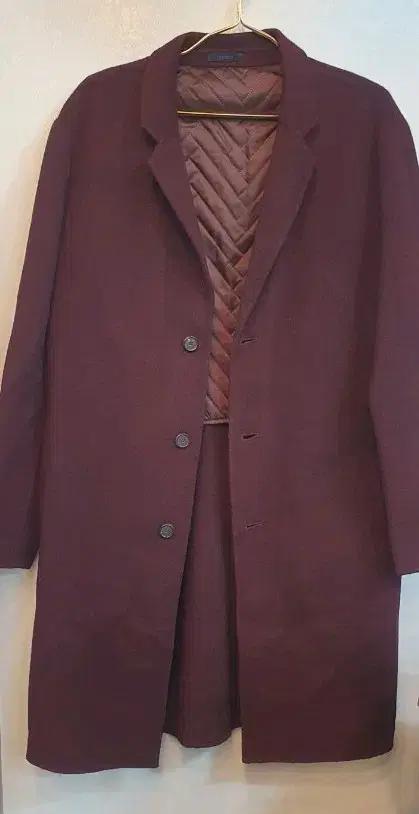 지오지아  와인색 남성 캐시이어 블렌딩 핸드메이드 코트105