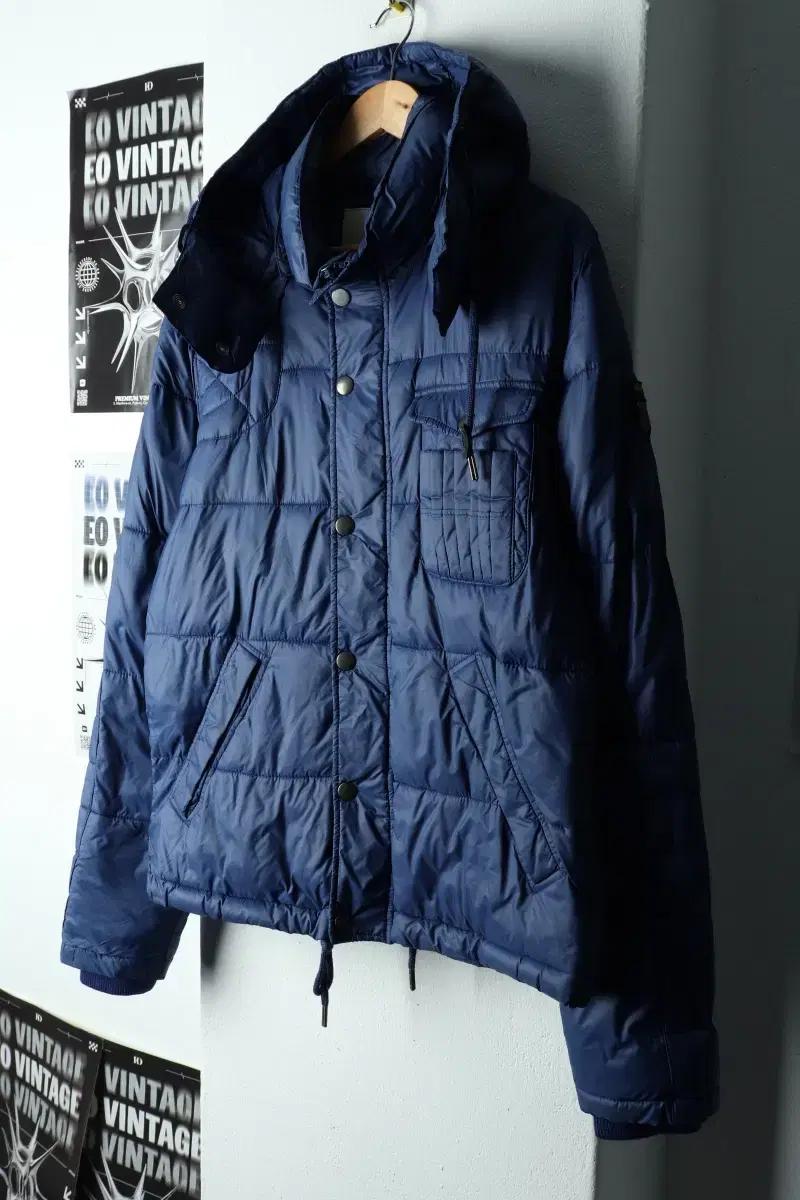 (L-XL) 디젤 패딩 점퍼자켓 블루 포켓 올드스쿨-15EA3