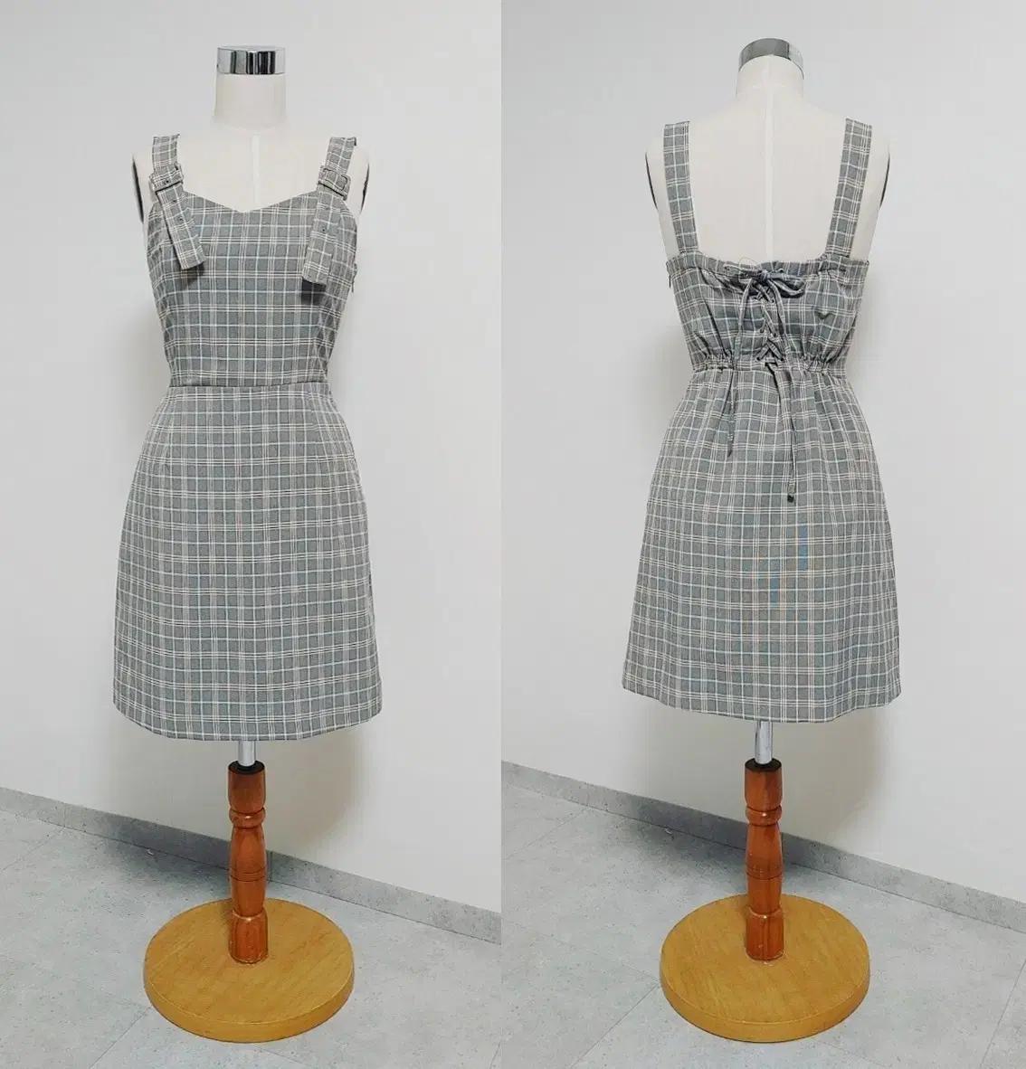*빈티지* 그레이 체크 미니 원피스
