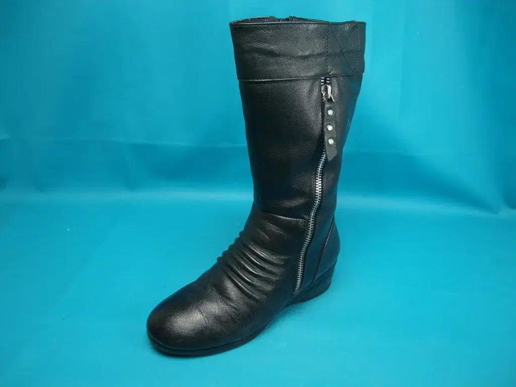 230/pu6-323/천연가죽 통굽 털 기모 집업 여성 부츠/구제특별시