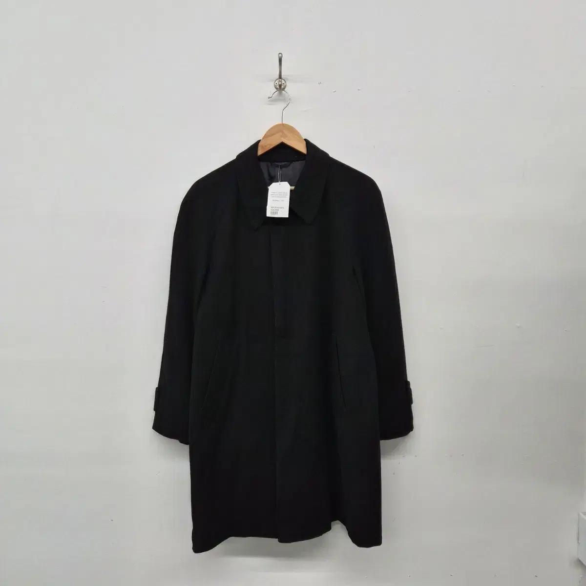 캐시미어 100% 블랙 기본 코트 남녀공용 L