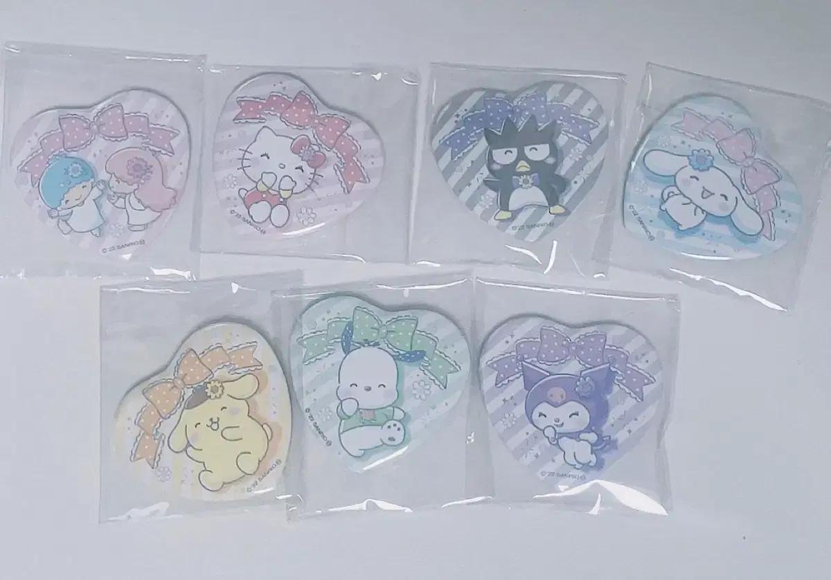산리오 쿠지 하트 캔뱃지 일괄 판매 키티 시나모롤 폼폼푸린 쿠로미 포차코