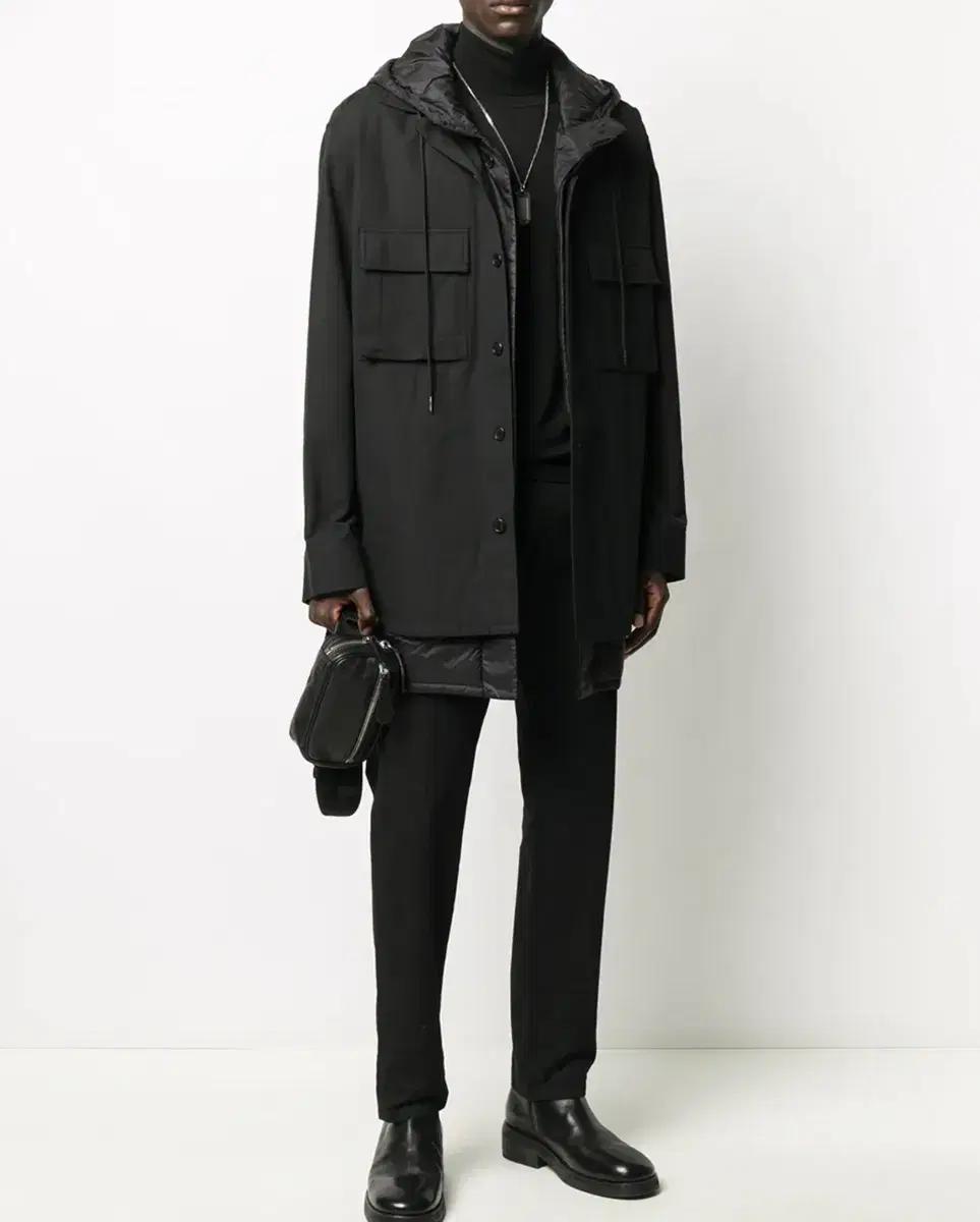 준지 Juun.J 나일론 후드 내피 셔츠 자켓 블랙