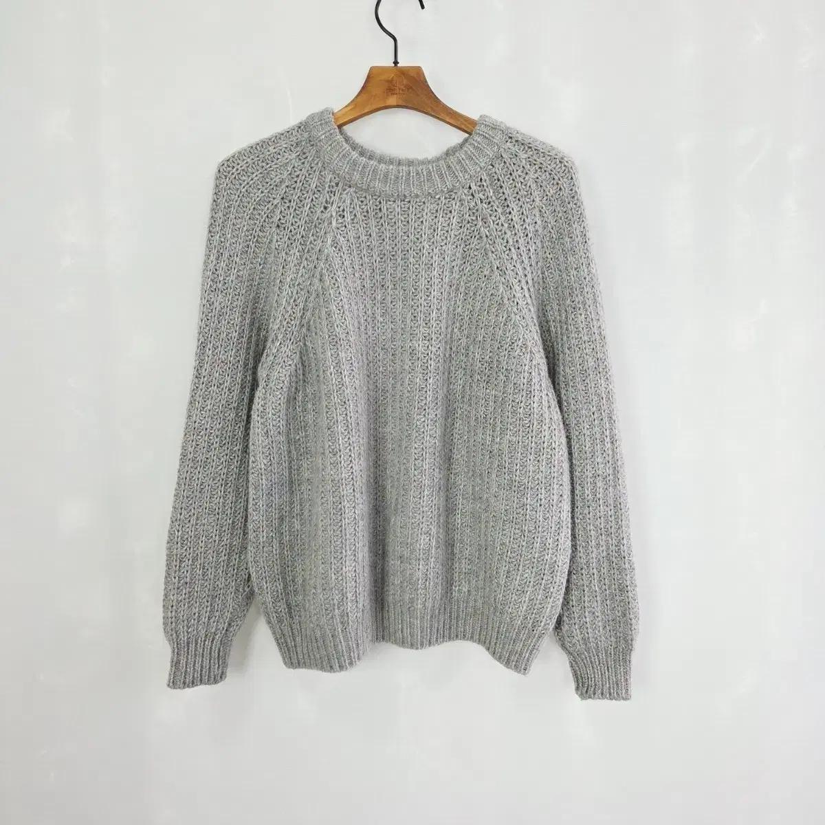 [RONRON] 론론 울 혼방 그레이 루즈니트 여성 겨울 데일리