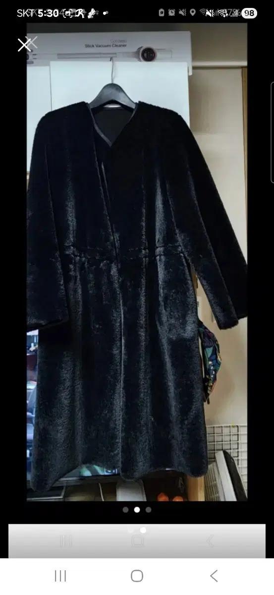 블랙 롱 퍼 코트 여성용