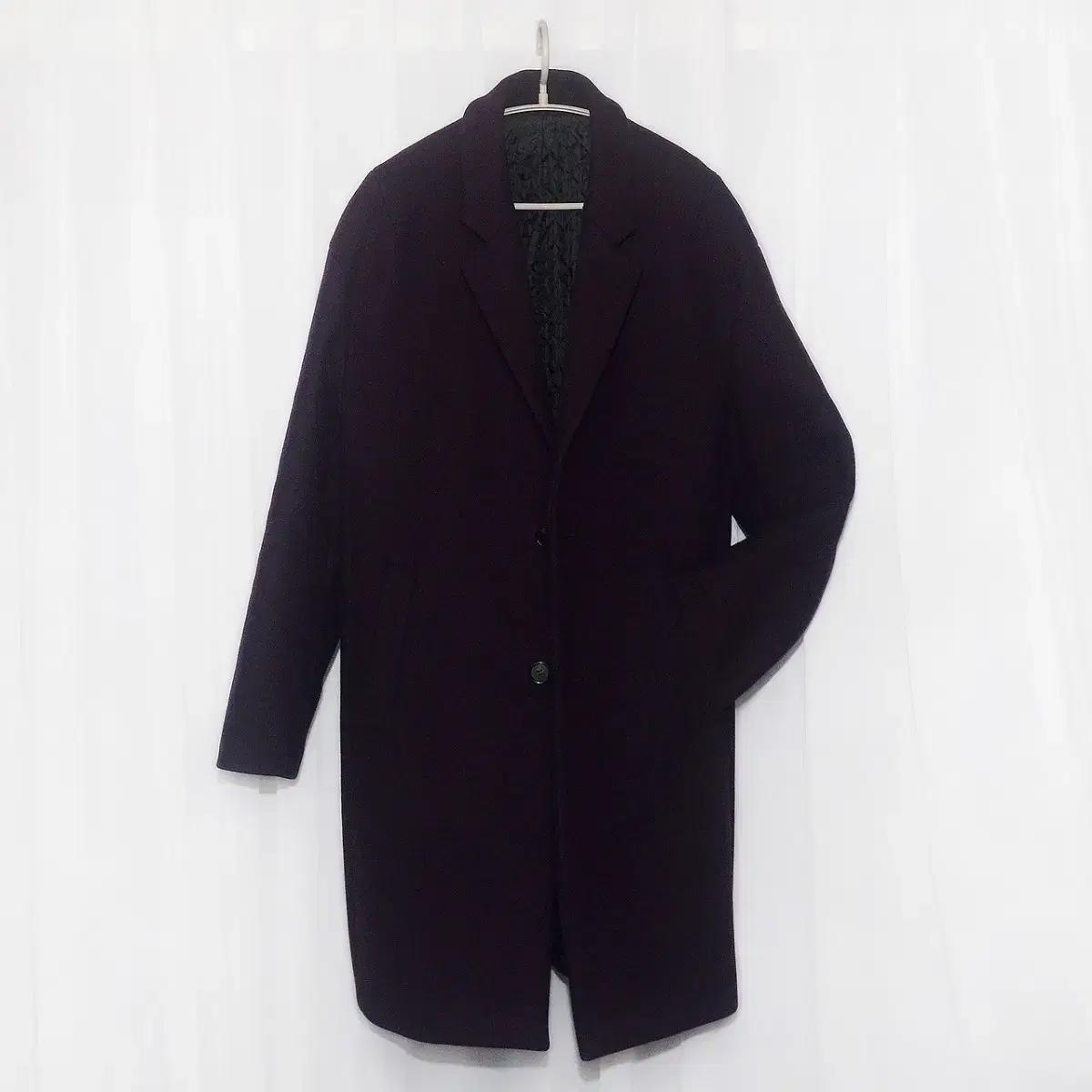 시스템 옴므 딥퍼플 멜튼울 캐시미어 클래식 체스터 코트 (100)