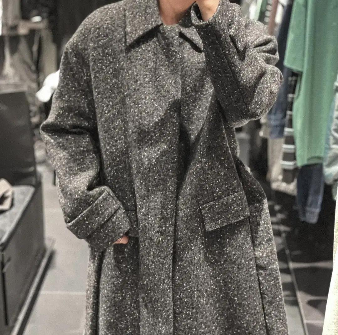 JUUN.J 준지 159만 트위드 발마칸 코트