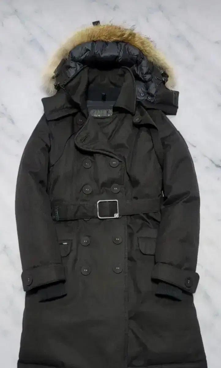 노비스 튤라  여성 고요테 퍼 벨트 덕 다운 패딩 코트 S