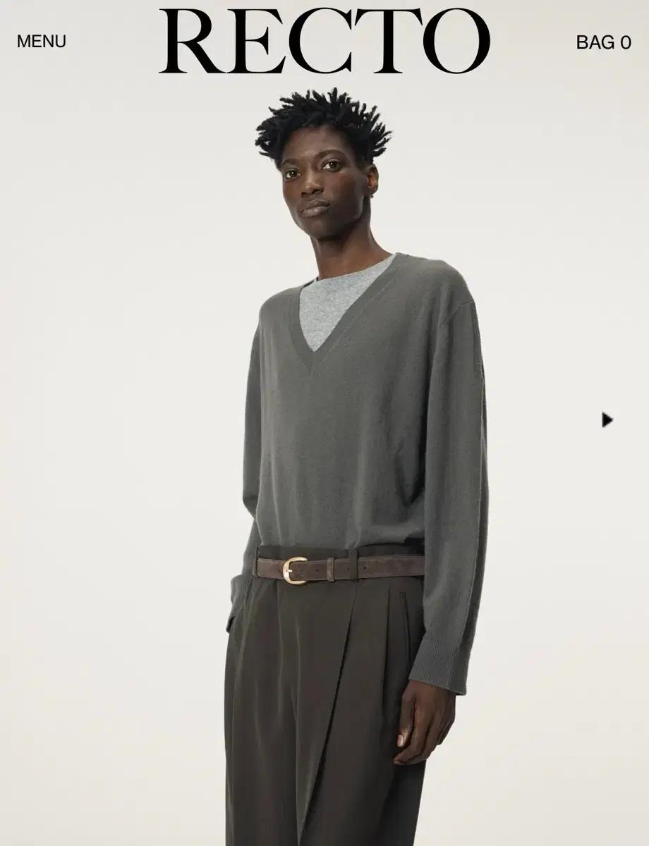 렉토 CONTRAST LAYERED V-NECK KNIT TOP