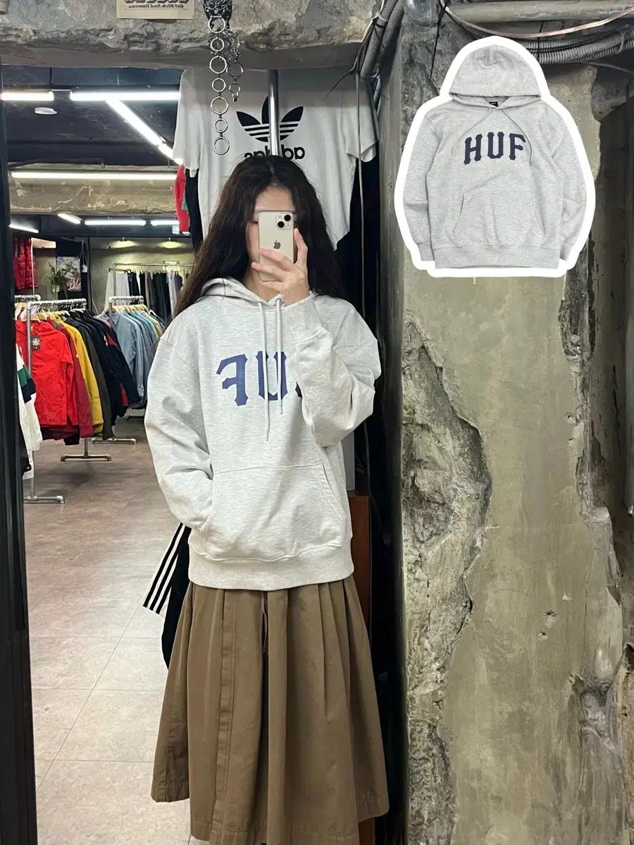 허프 아치 로고 후드티 그레이 S #csz22
