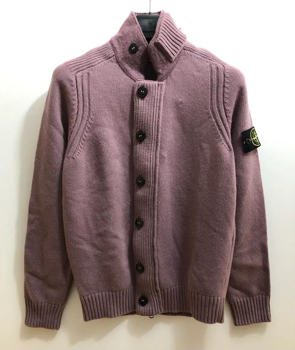 [S] 스톤아일랜드 와펜 집업 램스울 니트가디건 핑크