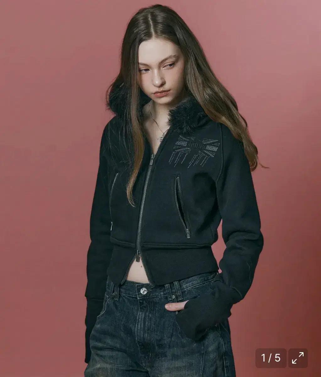 플리즈노팔로우 Becky Fur Hoodie Jacket (Black)