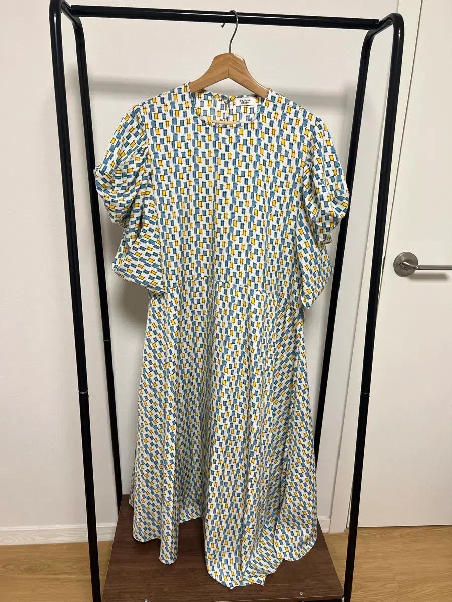 패턴 롱 원피스 퍼프소매 760