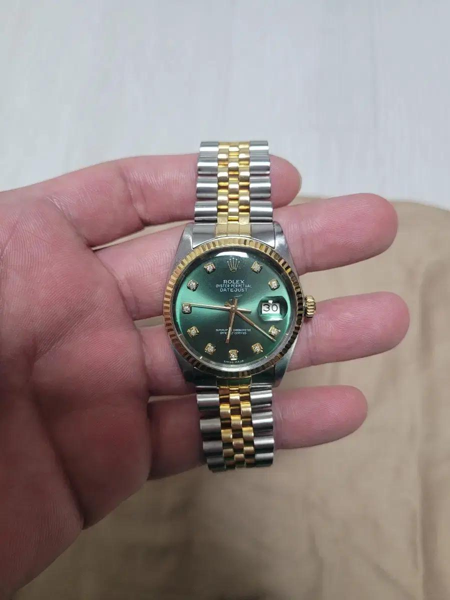 롤렉스 데이트저스트 36mm 텐포인트 다이아 16013 올리브 그린