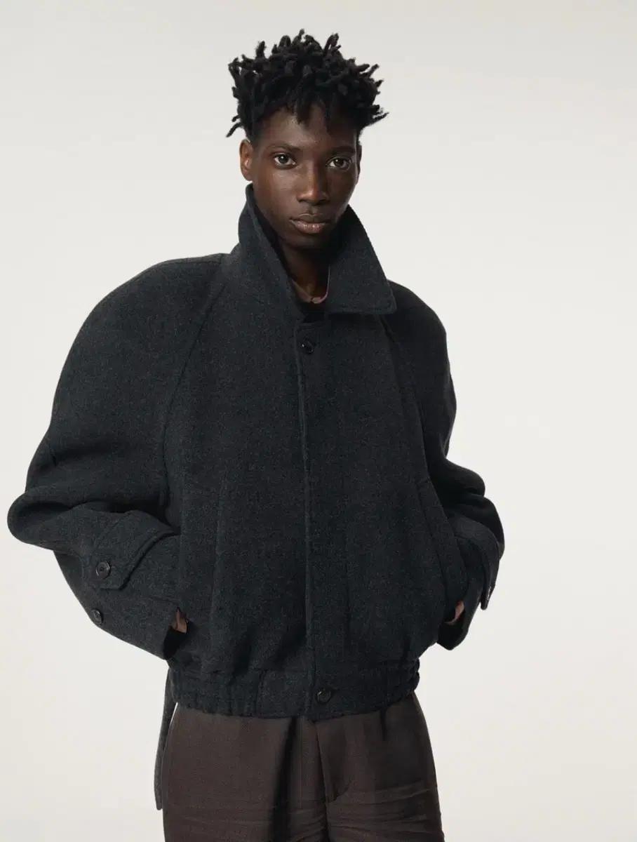 렉토 레글런 슬리브 울 점퍼 차콜그레이 L