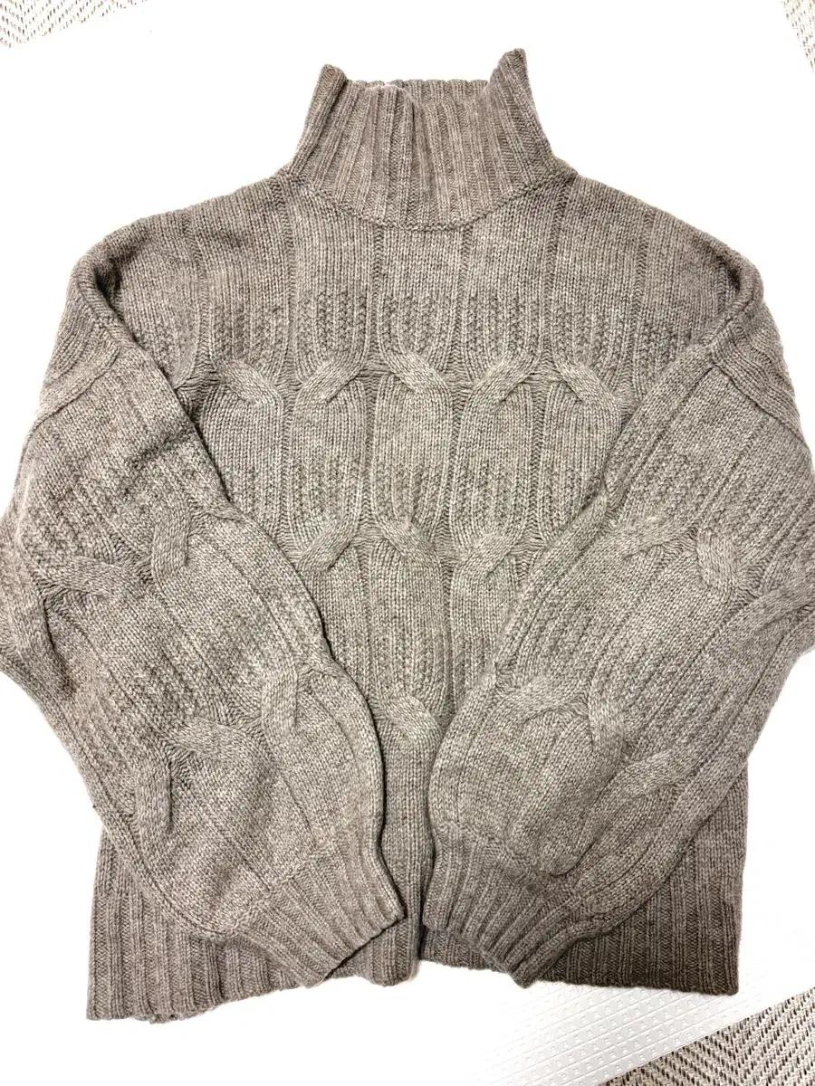 마시모두띠 꽈배기 짜임 울 브랜드 터틀넥 니트 브라운/L